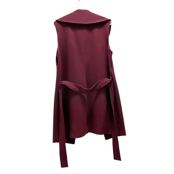 White House Black Market Sleeveless Wrap Coat Vest Shawl Collar Belted Size S/M - Picture 2 of 16